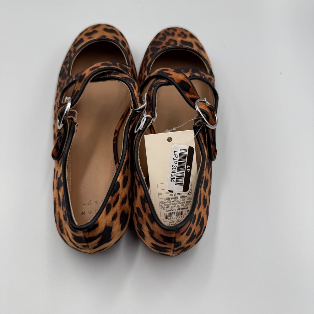 A New Day Tamsin Leopard Print Mary Jane Crisscross Buckle Flats Brown 6.5 - Picture 2 of 4